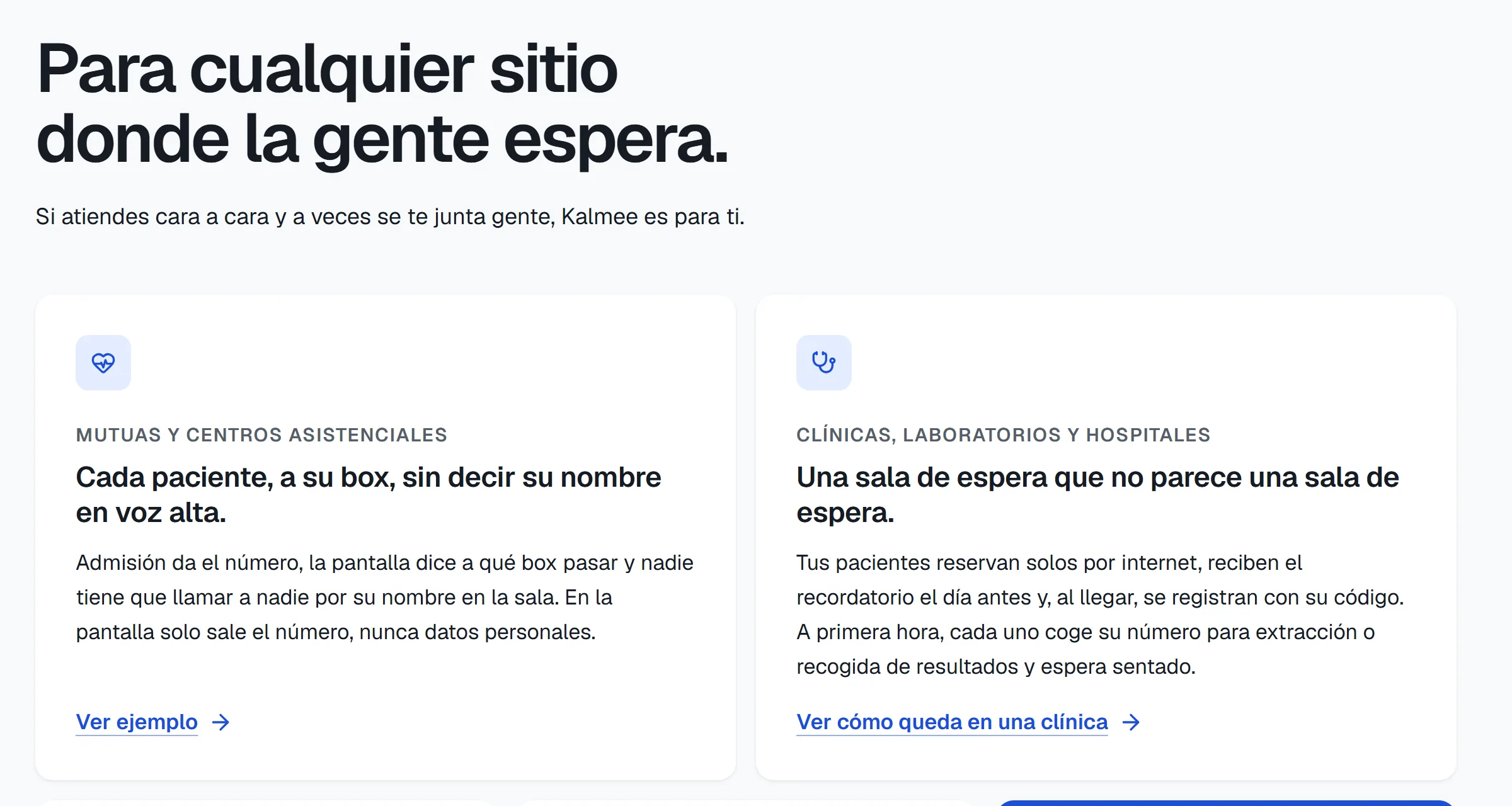 “For anywhere people wait” section: health insurers, clinics and laboratories